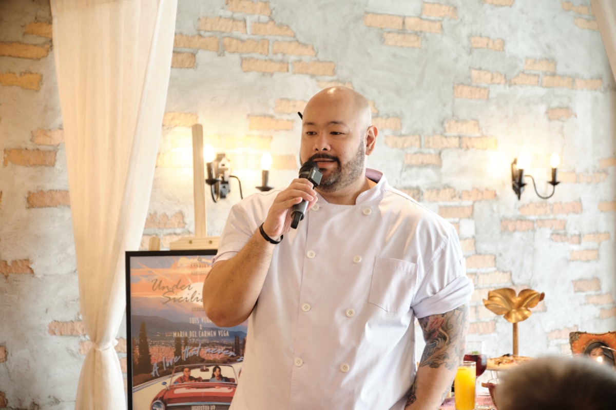Chef Matt Navarro introducing the culinary direction